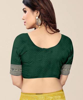 Yellow & Green Bandhani Zari Silk Cotton Bandhani Saree 6