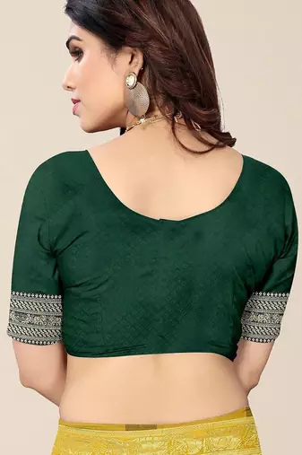 Yellow & Green Bandhani Zari Silk Cotton Bandhani Saree