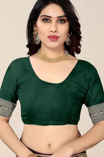 Purple & Green Bandhani Zari Silk Cotton Bandhani Saree