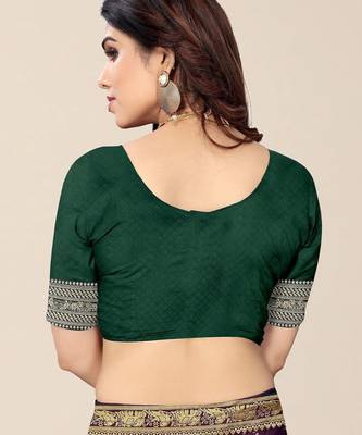 Purple & Green Bandhani Zari Silk Cotton Bandhani Saree 6