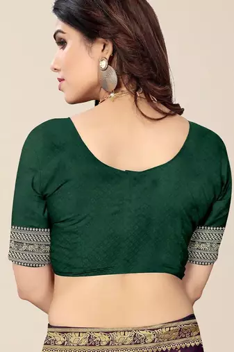 Purple & Green Bandhani Zari Silk Cotton Bandhani Saree