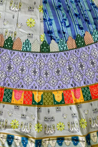 Navratri Ajrakh Print Rayon Lehenga Choli & Blouse With Dupatta