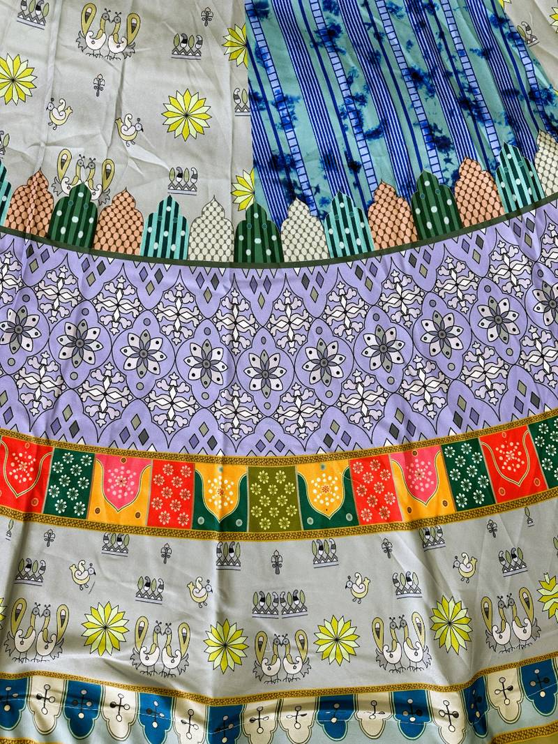 Navratri Ajrakh Print Rayon Lehenga Choli & Blouse With Dupatta