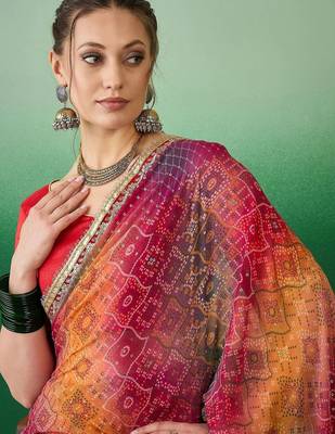 Bandhani Sequinned Pure Georgette Bandhani Saree 2