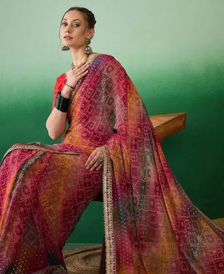 Bandhani Sequinned Pure Georgette Bandhani Saree 1