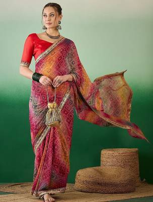 Bandhani Sequinned Pure Georgette Bandhani Saree 4