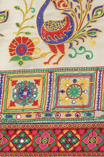 Embroidered Pure Georgette Half and Half Bandhani Saree