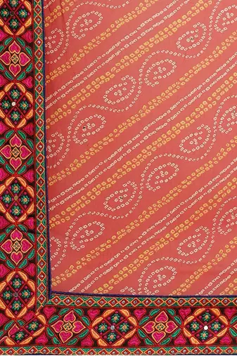 Embroidered Pure Georgette Half and Half Bandhani Saree