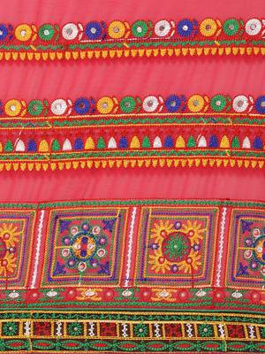 Embroidered Pure Georgette Half and Half Bandhani Saree 4