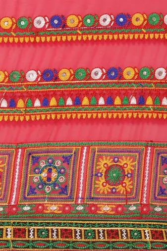Embroidered Pure Georgette Half and Half Bandhani Saree