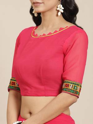 Embroidered Pure Georgette Half and Half Bandhani Saree 6