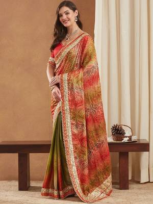 Bandhani Gotta Patti Poly Chiffon Designer Bandhani Saree 2