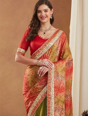 Bandhani Gotta Patti Poly Chiffon Designer Bandhani Saree 5
