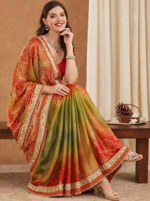 Bandhani Gotta Patti Poly Chiffon Designer Bandhani Saree 7