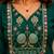 Cotton blend bottle green embroidered kurta with pant set for women