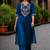 Cotton blend blue embroidered kurta with pant set for women
