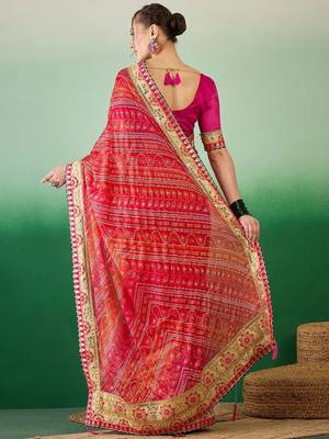 Bandhani Sequinned Pure Chiffon Half and Half Bandhani Saree 2