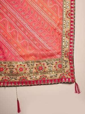 Bandhani Sequinned Pure Chiffon Half and Half Bandhani Saree 6