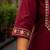 Cotton blend maroon embroidered kurta with pant set for women