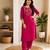 Cotton blend pink embroidered kurta with pant set for women