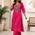 Cotton blend pink embroidered kurta with pant set for women