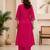 Cotton blend pink embroidered kurta with pant set for women