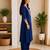 Cotton blend blue embroidered kurta with pant set for women