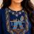 Cotton blend blue embroidered kurta with pant set for women