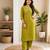 Cotton blend mehendi embroidered kurta with pant set for women