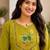 Cotton blend mehendi embroidered kurta with pant set for women