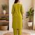 Cotton blend mehendi embroidered kurta with pant set for women