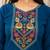 Cotton blend blue embroidered kurta with pant set for women