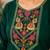 Cotton blend bottle green embroidered kurta with pant set for women