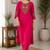 Cotton blend pink embroidered kurta with pant set for women