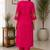 Cotton blend pink embroidered kurta with pant set for women