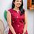 Cotton blend rose red printed kurta with pant set for women