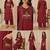 Slub cotton maroon embroidered kurta with pant set for women