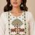 Slub cotton white embroidered kurta with pant set for women