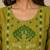 Slub cotton olive embroidered kurta with pant set for women