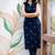 Cotton blend blue printed kurta with pant set for women