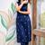 Cotton blend blue printed kurta with pant set for women