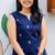 Cotton blend blue printed kurta with pant set for women