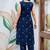 Cotton blend blue printed kurta with pant set for women