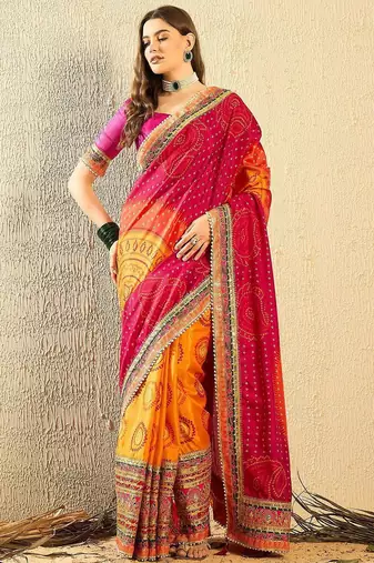 Bandhani Embroidered Chiffon Bandhani Saree