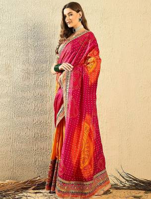 Bandhani Embroidered Chiffon Bandhani Saree 2