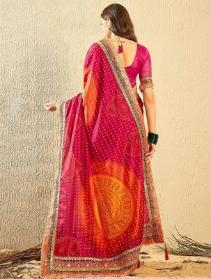 Bandhani Embroidered Chiffon Bandhani Saree 3