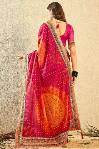 Bandhani Embroidered Chiffon Bandhani Saree