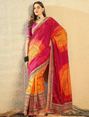 Bandhani Embroidered Chiffon Bandhani Saree 4