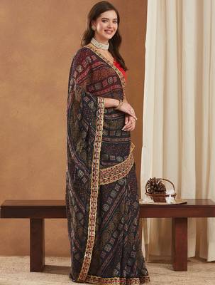 Bandhani Gotta Patti Poly Georgette Designer Bandhani Saree 2