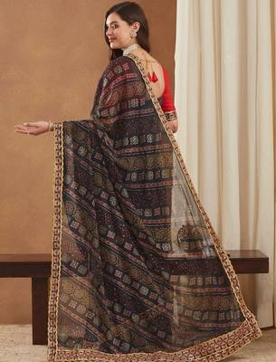 Bandhani Gotta Patti Poly Georgette Designer Bandhani Saree 3